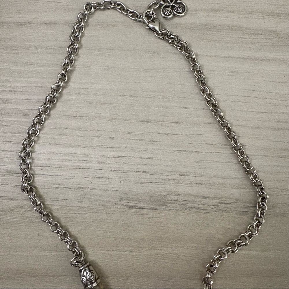 Vintage BRIGHTON BOTSWANA Terra Agate Stone Bead Silver Necklace - Picture 4 of 6